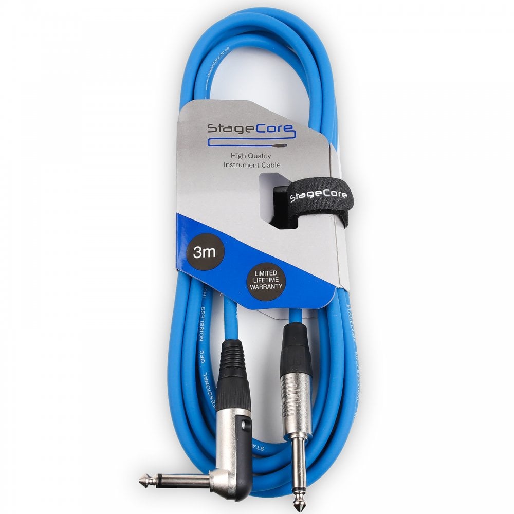3m Right Angle Jack to Straight Jack Guitar Pro Audio Signal Cable