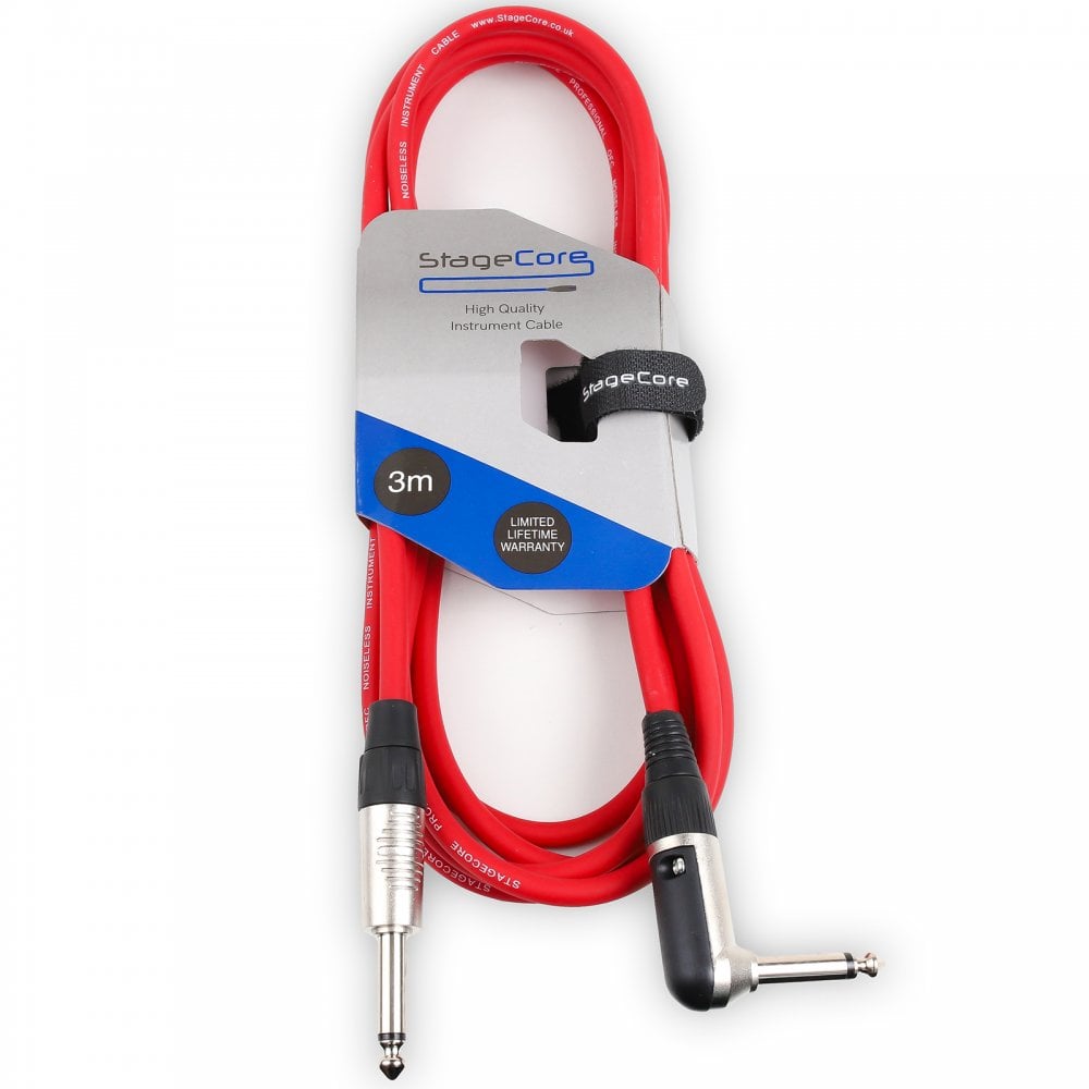 3m Right Angle Jack to Straight Jack Guitar Pro Audio Signal Cable