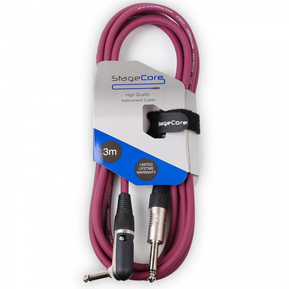 3m Right Angle Jack to Straight Jack Guitar Pro Audio Signal Cable