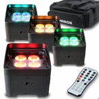 Colour Raider Uplighter Pack of 4 QUAD LED Par's, Carry Bag & Remote