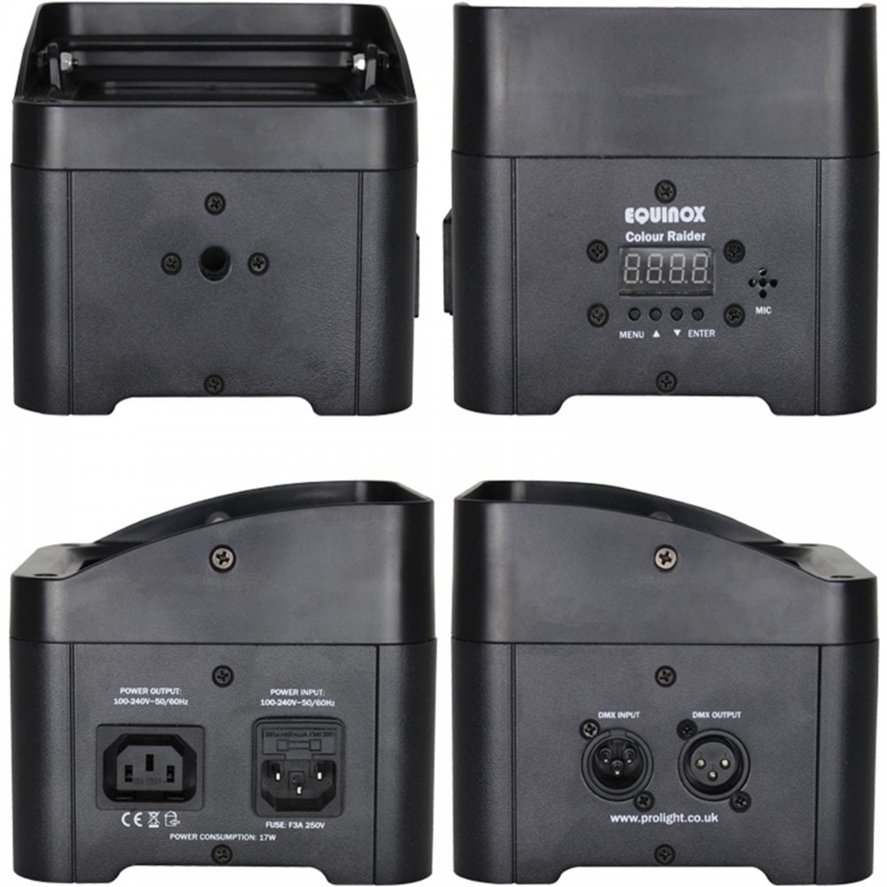 Colour Raider Uplighter Pack of 4 QUAD LED Par's, Carry Bag & Remote