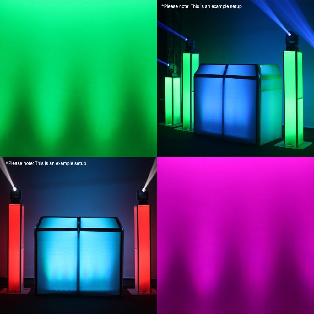 Colour Raider Uplighter Pack of 4 QUAD LED Par's, Carry Bag & Remote