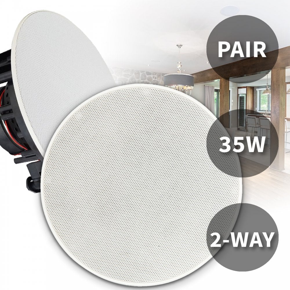 SL Series Slimline Ceiling Speakers (Pair) 5 1/4" 35w 8 Ohms White
