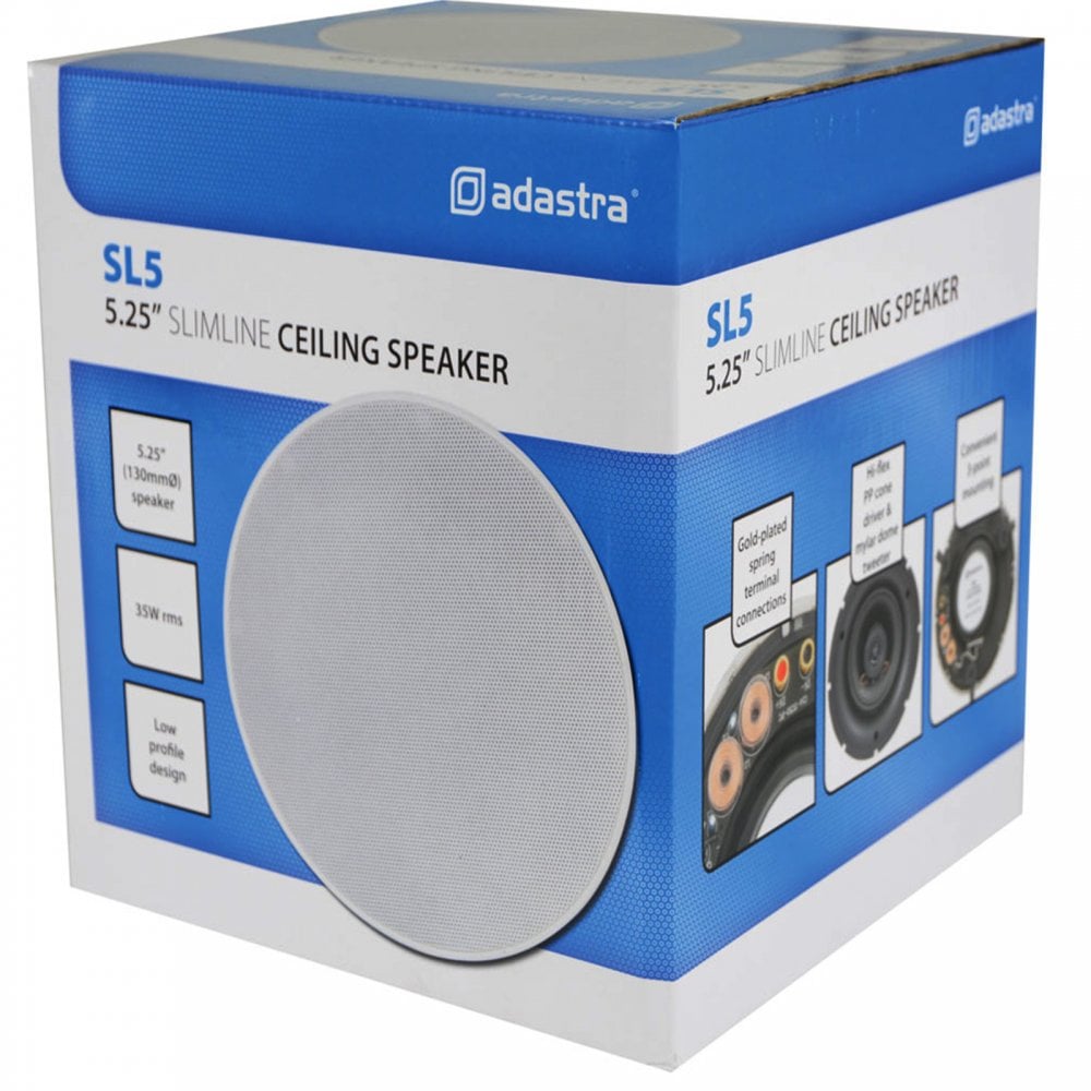 SL Series Slimline Ceiling Speakers (Pair) 5 1/4" 35w 8 Ohms White