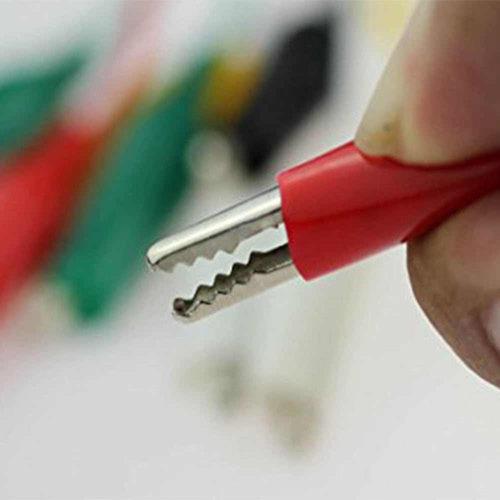 Set of 10 Test Leads Coloured with 25mm Crocodile Clips