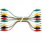 Set of 10 Test Leads Coloured with 25mm Crocodile Clips