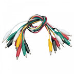 Set of 10 Test Leads Coloured with 25mm Crocodile Clips