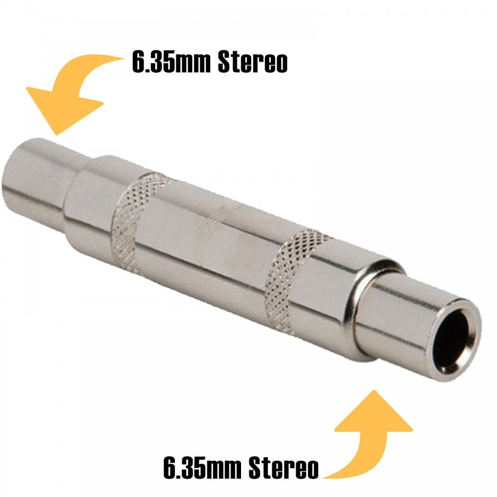 6.35mm Stereo Jack to Stereo Jack Socket Coupler Adaptor