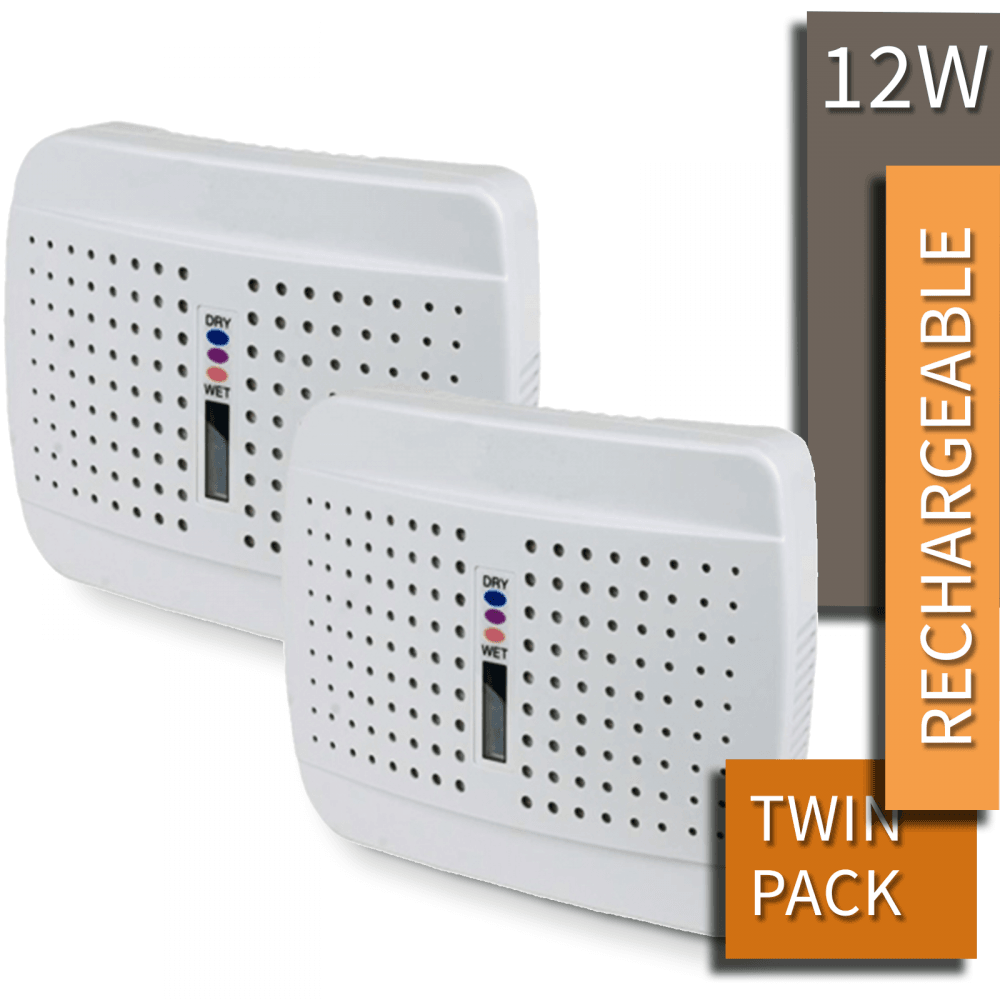 Compact Silica Rechargeable Dehumidifier Twin Pack