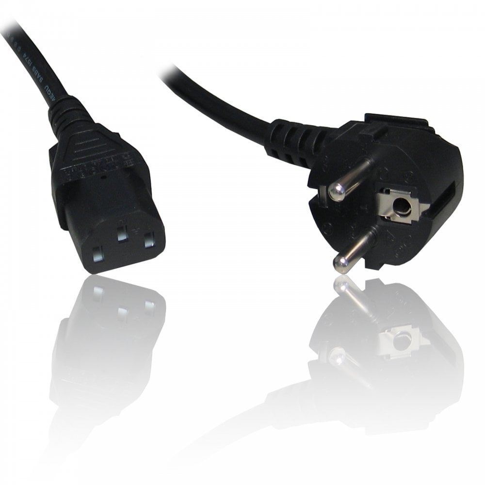 1.5m C13 IEC Kettle to European 2 pin Round AC EU Plug Power Cable Lead Cord PC