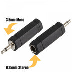 6.35mm Stereo Jack Socket to 3.5mm Mono Jack Plug Adapter