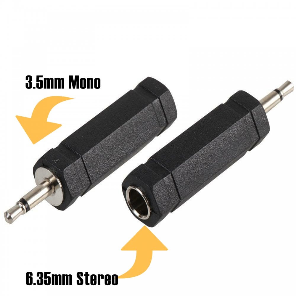 6.35mm Stereo Jack Socket to 3.5mm Mono Jack Plug Adapter