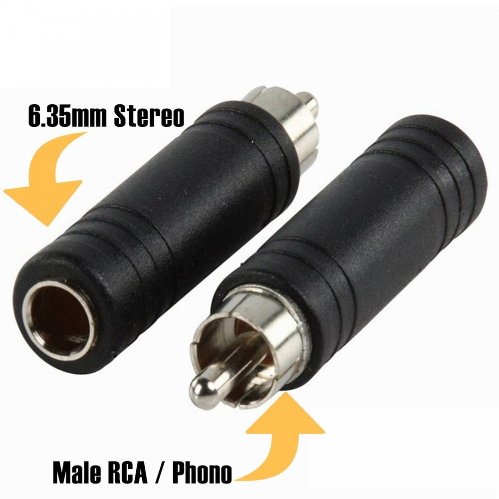 RCA Phono Plug to 6.35mm 1/4" Stereo Jack Socket Adapter