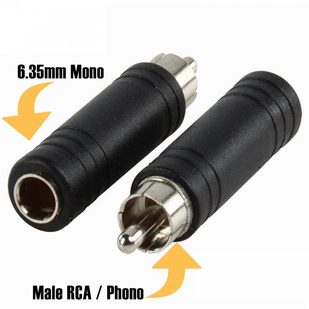 RCA Phono Plug to 6.35mm 1/4" Mono Jack Socket Adapter