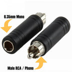 RCA Phono Plug to 6.35mm 1/4" Mono Jack Socket Adapter