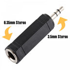 3.5mm Stereo Jack to 6.35mm 1/4" Stereo Socket Adapter