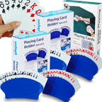 Set of 4 Playing Card Holders Inc Jumbo Playing Cards Bridge Poker Game