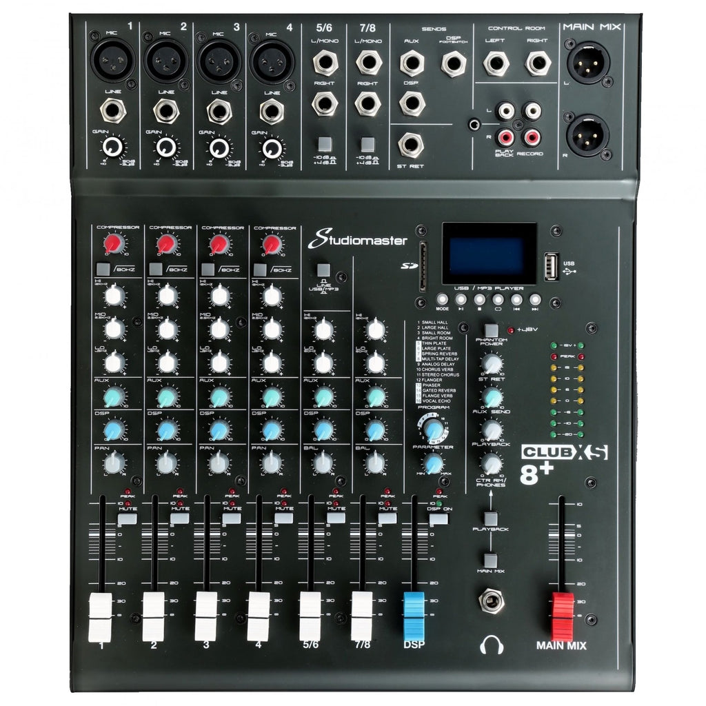 8 Channel Mixer Desk USB SD Recorder 16 DSP Effects