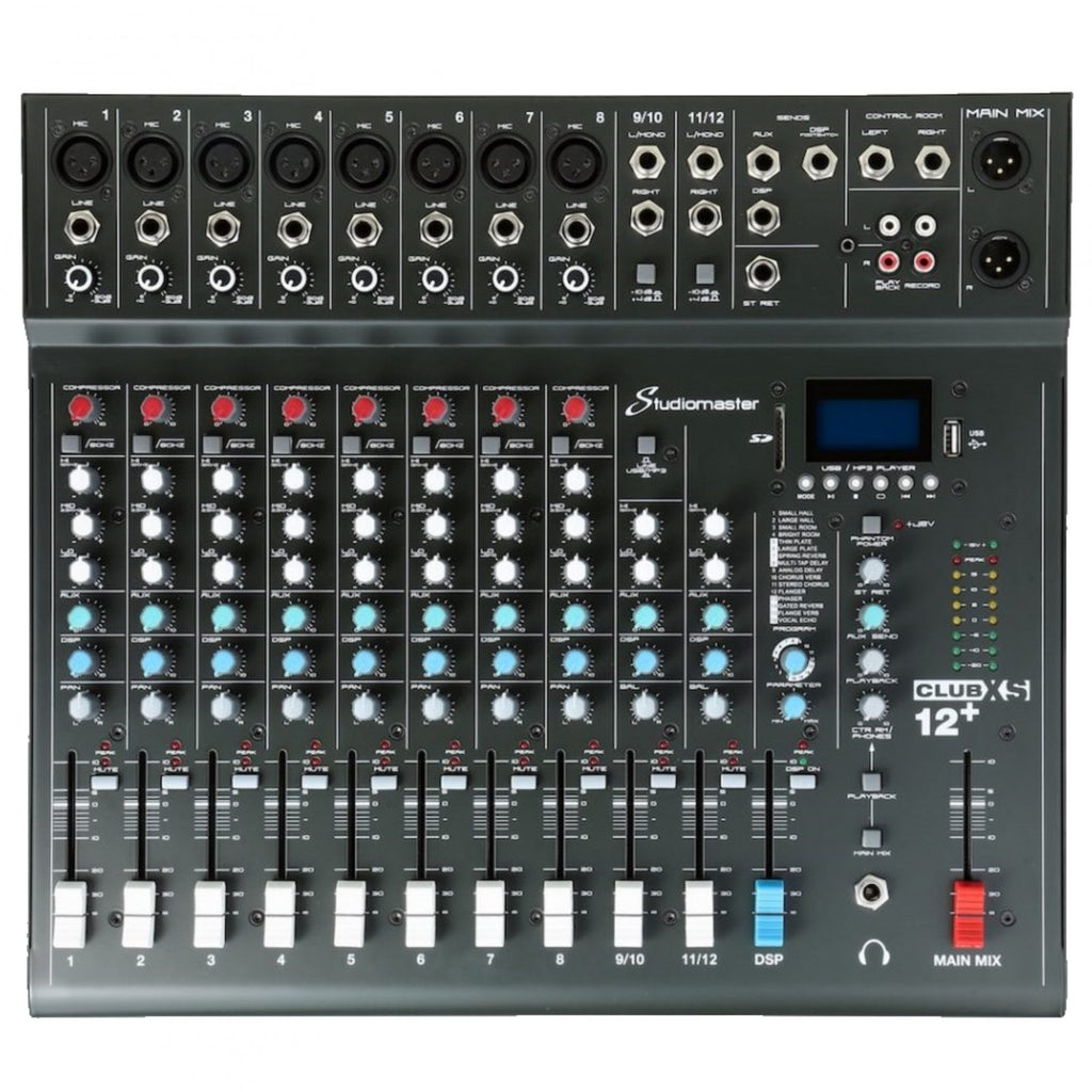 12 Channel Mixer Desk USB SD Recorder - 2020 + Version With Footswitch Socket