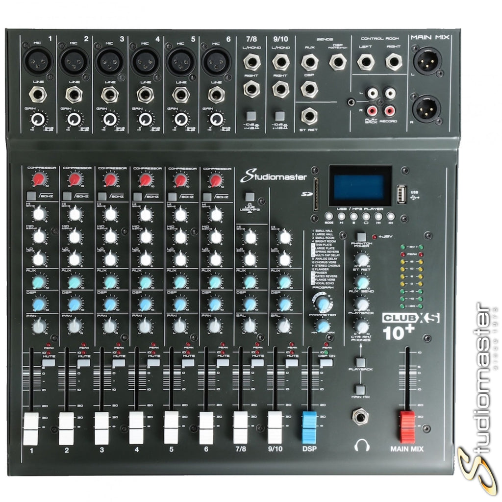 10 Channel Mixer Desk USB SD Recorder - 2020 + Version With Footswitch Socket