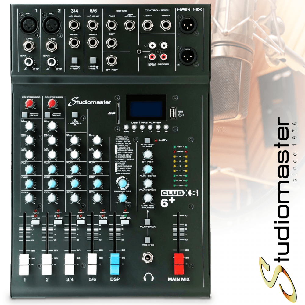 6 Channel Mixer Desk USB SD Recorder - 2020 + Version With Footswitch Socket