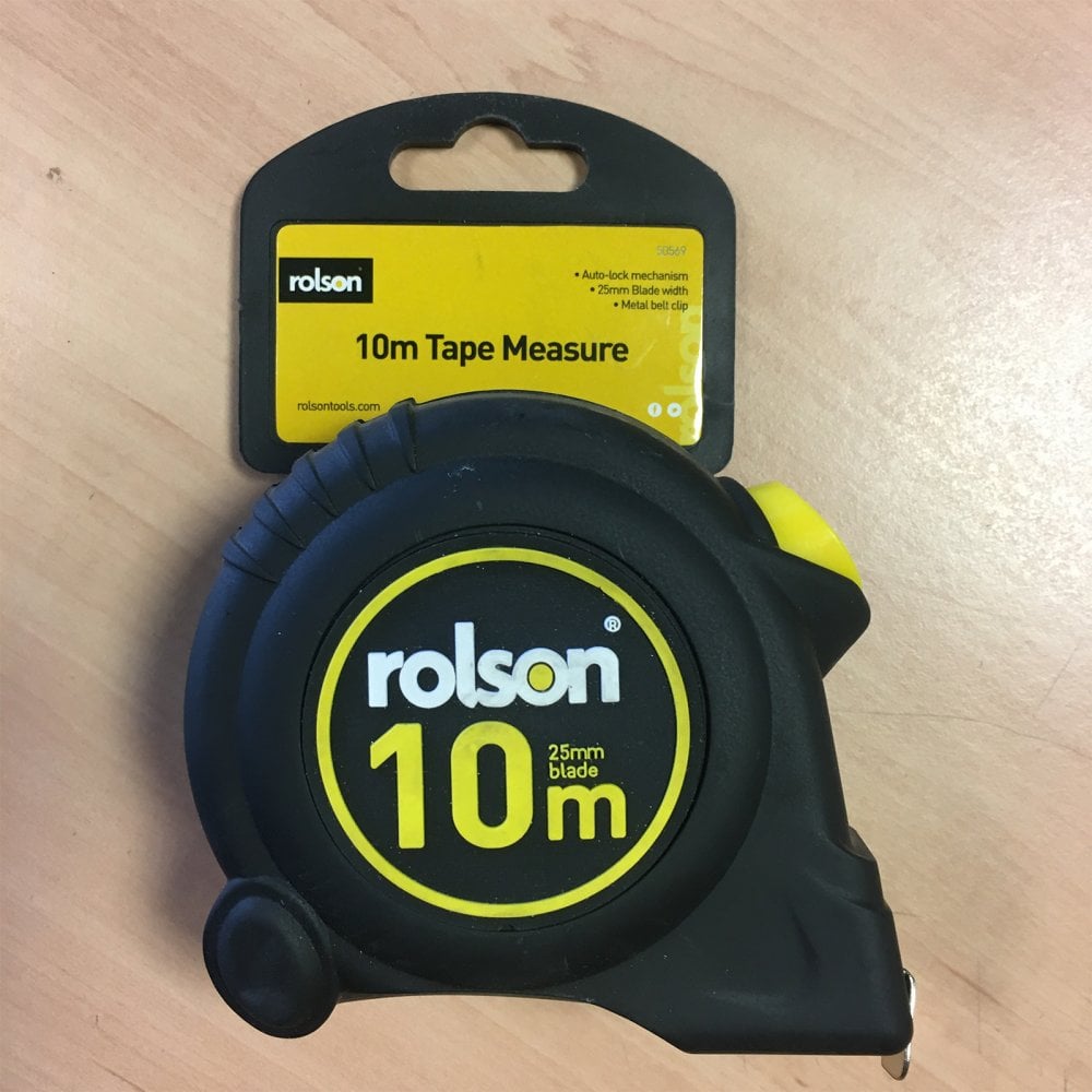 10m 33ft Tape Measure Rubber Casing Auto Lock & Belt Clip