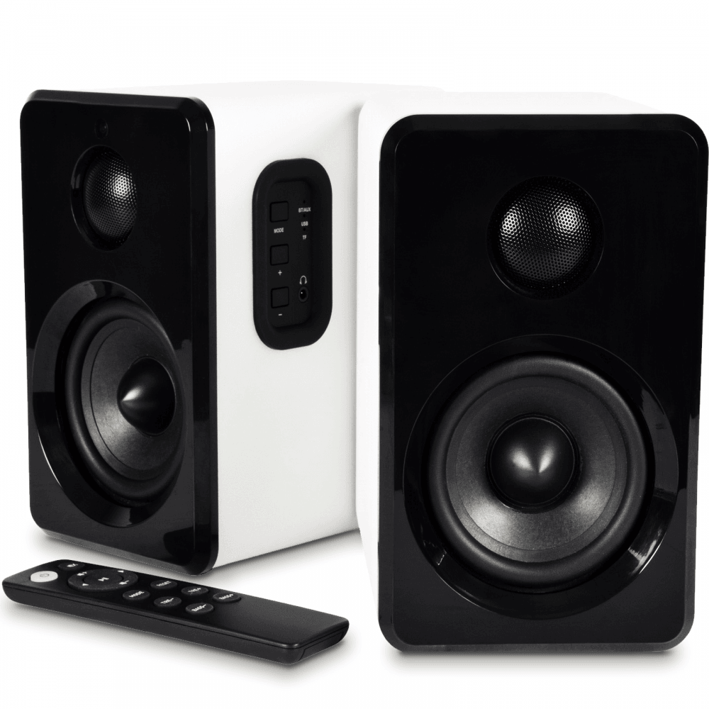 Pair of White 30W Active Monitor / Bookshelf Speaker