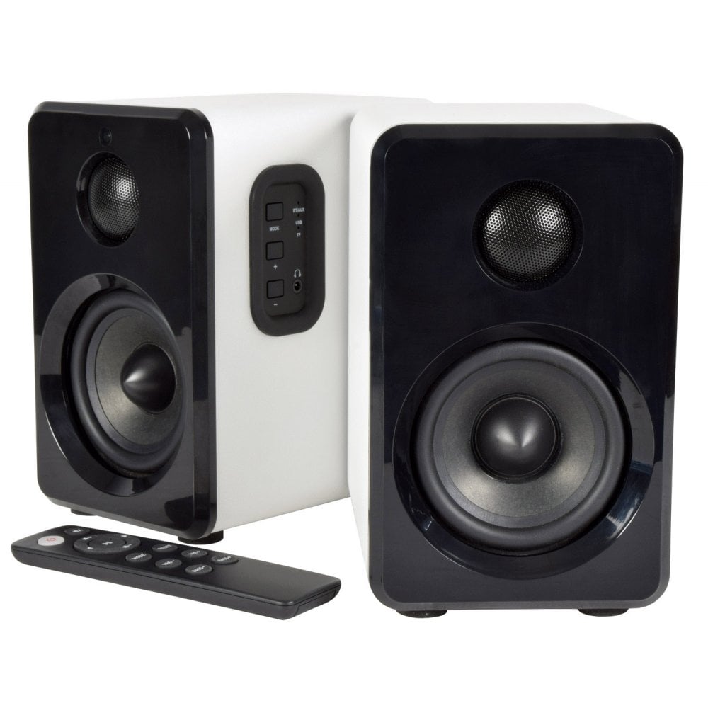 Pair of White 30W Active Monitor / Bookshelf Speaker