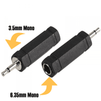 3.5mm Mono Jack to 6.35mm Mono Jack Socket Adaptor