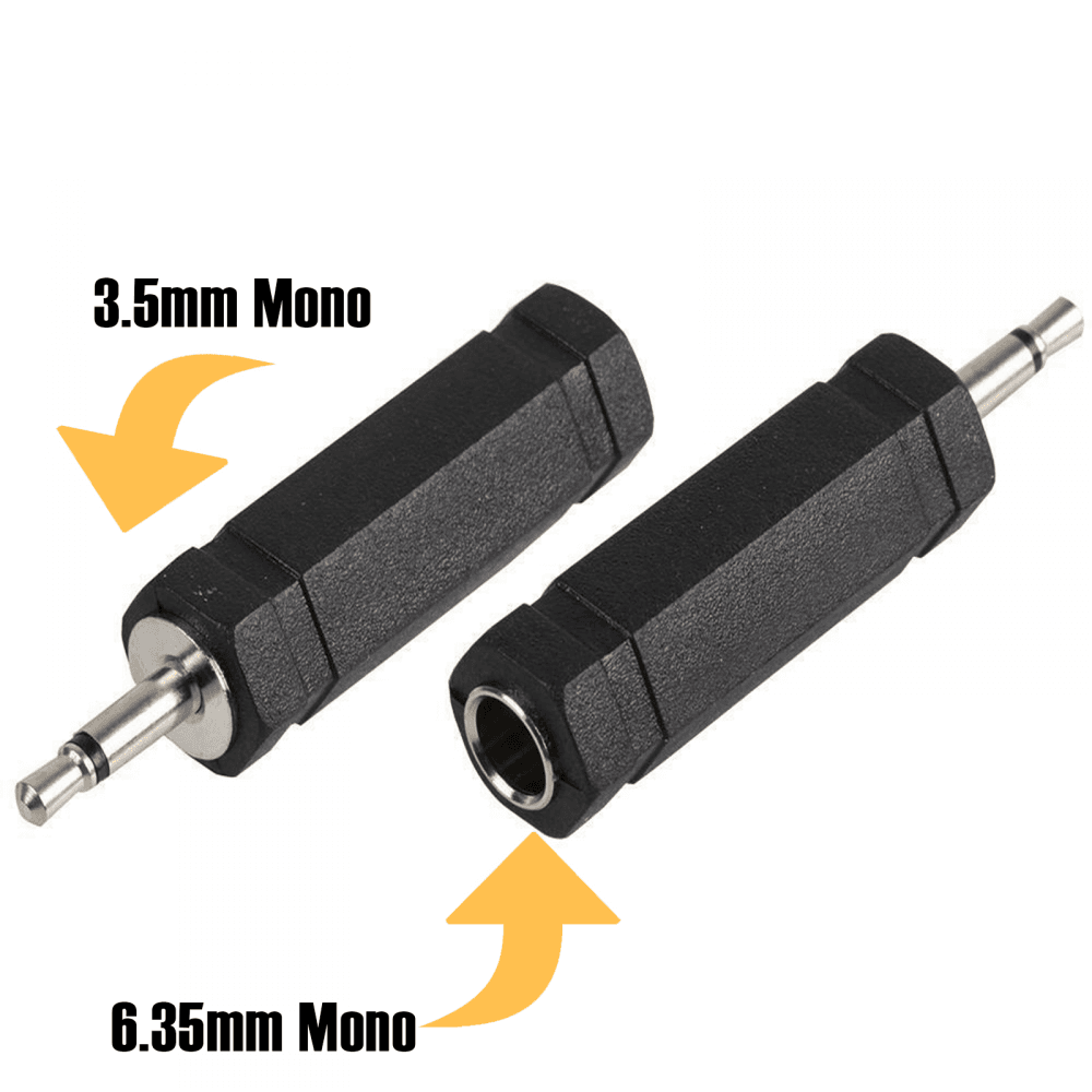 3.5mm Mono Jack to 6.35mm Mono Jack Socket Adaptor