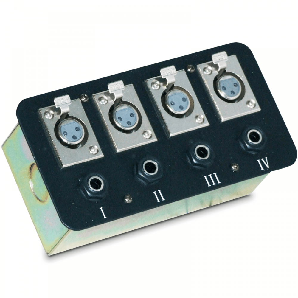 Metal AV Wall Plate with 4 XLR Female Sockets and 4 6.35mm Jack Sockets