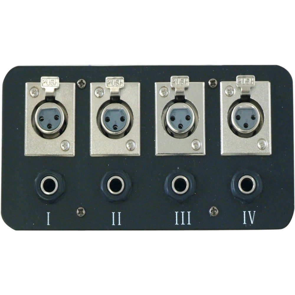 Metal AV Wall Plate with 4 XLR Female Sockets and 4 6.35mm Jack Sockets