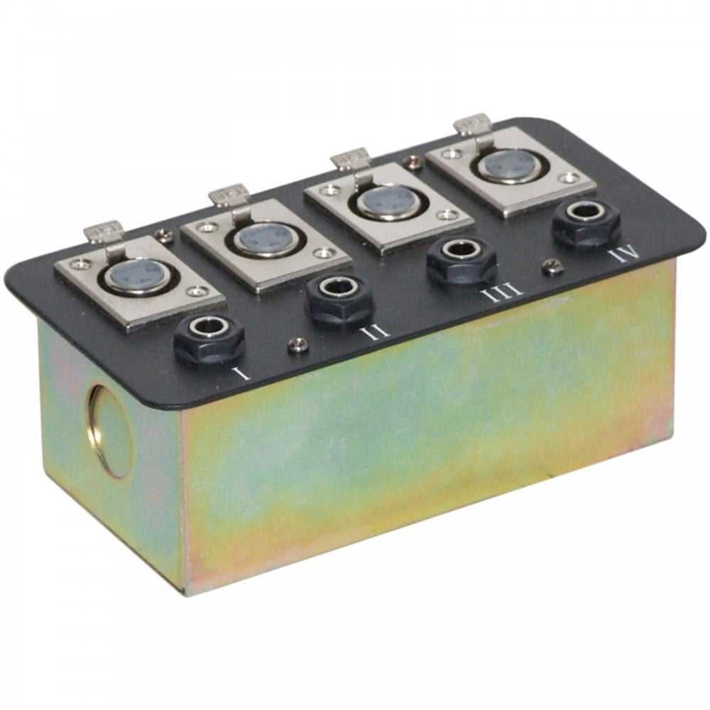 Metal AV Wall Plate with 4 XLR Female Sockets and 4 6.35mm Jack Sockets