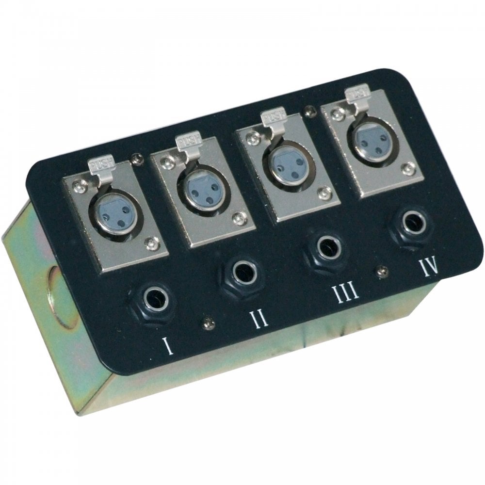 Metal AV Wall Plate with 4 XLR Female Sockets and 4 6.35mm Jack Sockets
