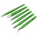 6 x Stainless Steel Epoxy Coated Tweezers