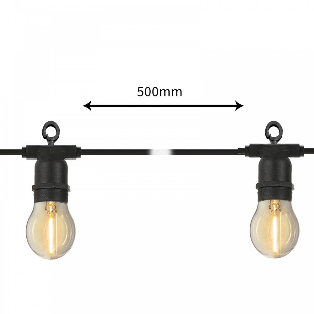 10 Large Warm White LED Festoon Garden String Lights