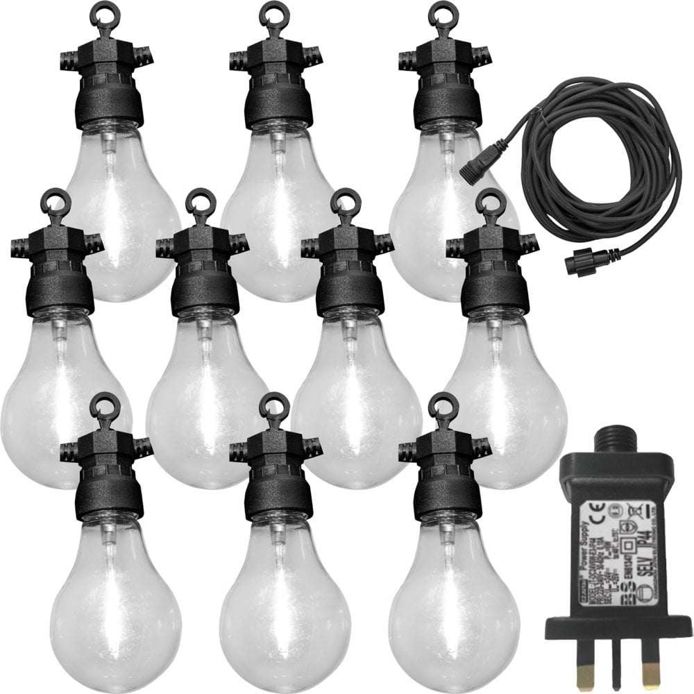 10 Large Warm White LED Festoon Garden String Lights
