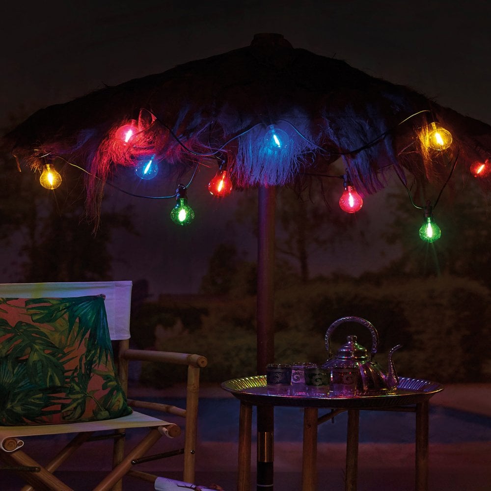 10 Large Multi Coloured LED Festoon Garden String Lights