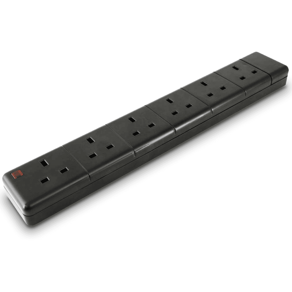 Rewirable 6 Gang Trailing UK Mains Socket