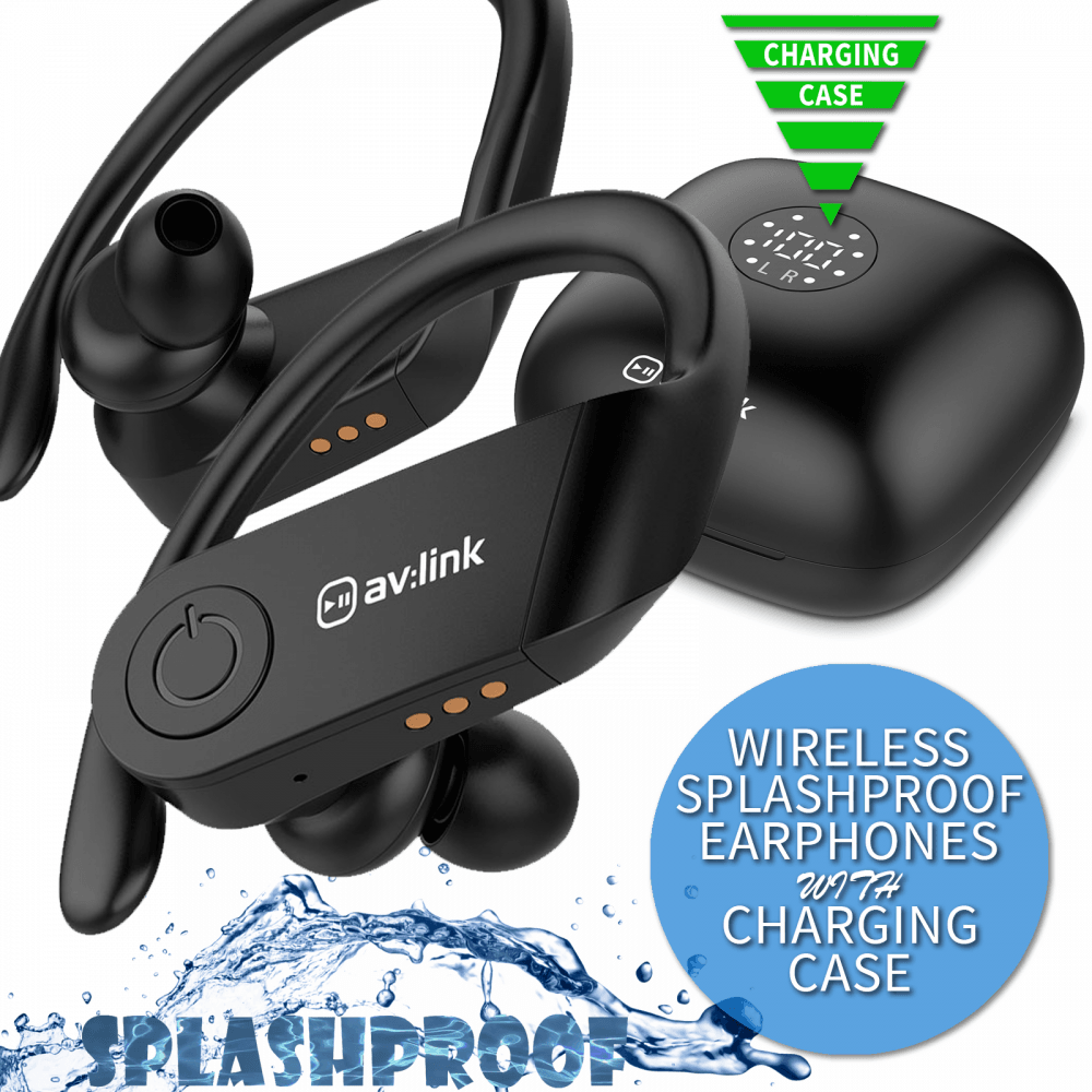 Splashproof True Wireless Sports Earphones & Charging Case