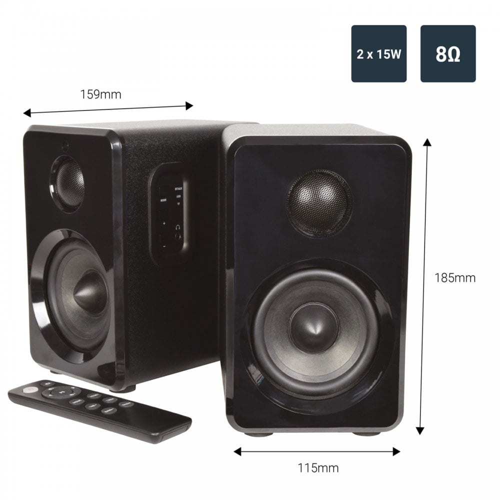 Pair of Black 30W Active Monitor / Bookshelf Speaker
