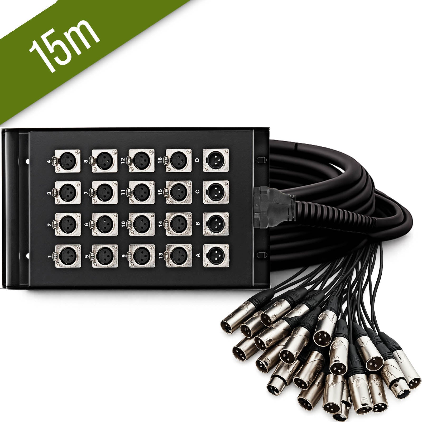 Stage Snake 12-Way 8/4 Stagebox Box XLR Multicore 15m 30m