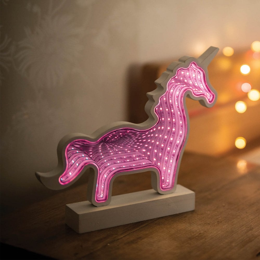 Wooden Unicorn Infinity Mirror Light