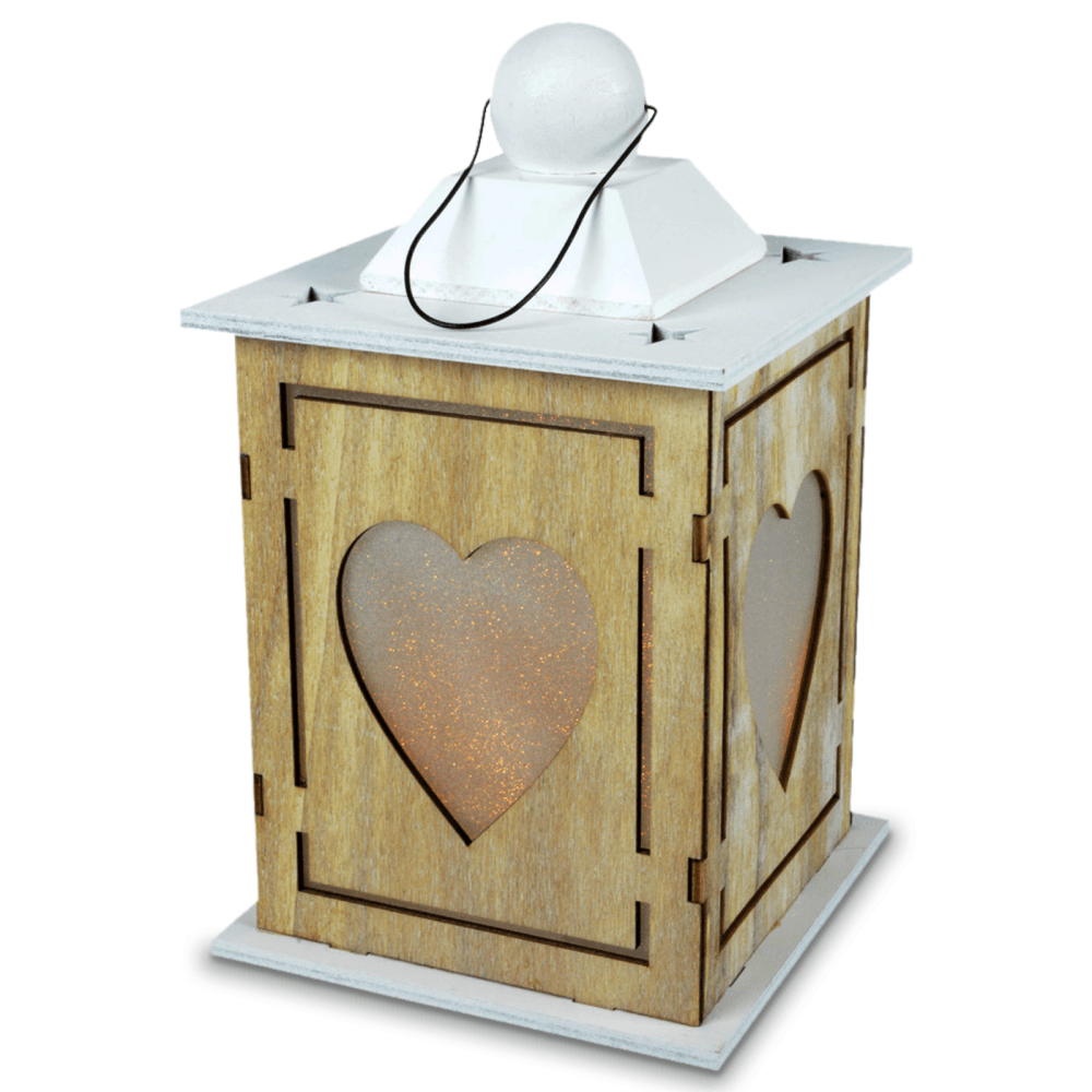 Wooden Lantern Shabby Chic decor Heart Light