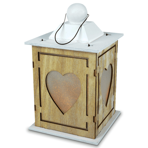 2 x Wooden Lantern Shabby Chic decor Heart Light