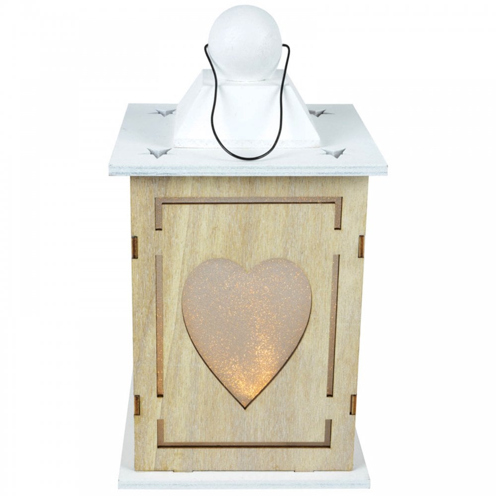 Wooden Lantern Shabby Chic decor Heart Light