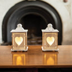 Wooden Lantern Shabby Chic decor Heart Light