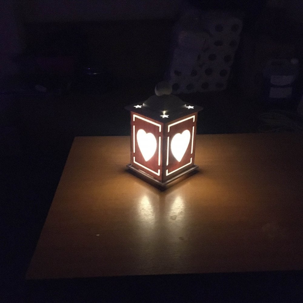 2 x Wooden Lantern Shabby Chic decor Heart Light