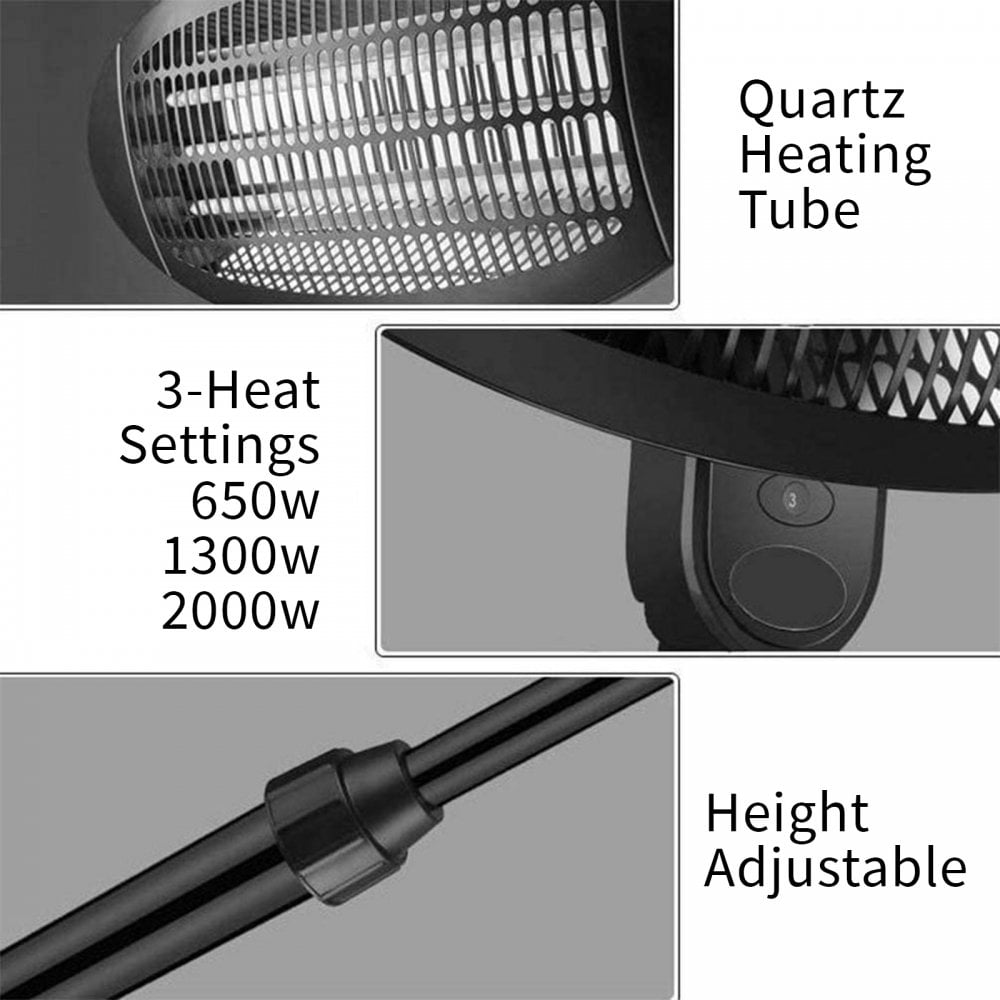 2kW Free Standing Patio Heater 3 Settings