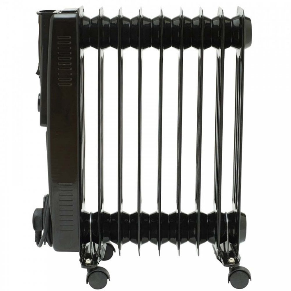 9 Fin Oil Filled Radiator 2kW with Timer Black